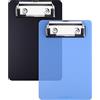 Wisdompro Portablocco Plastica A6 2 pezzi, Cartellina Rigida con Pinza 10 x 15 cm, Porta Blocco Appunti per Notebook, Ricevuta, Elenco, Questioni Importanti (Nero, Blu)
