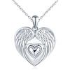 VIKILEE Cuore Portafoto Medaglione Collana Argento 925 Donna: Ali D'angelo Collana di Foto Personalizzata-Ciondolo Portafoto Collane Amuleto Gioielli-Compleanno Anniversario Natale Regali per Lei Argento