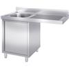 Ristoattrezzature Modello: 117560013128,Lavello in acciaio inox armadiato 140x70x95h cm 1 vasca con vano lavastoviglie dx VS