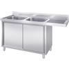 Ristoattrezzature Modello: 117560023123,Lavello in acciaio inox armadiato 160x60x95h cm 2 vasche con vano lavastoviglie dx VS