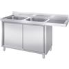 Ristoattrezzature Modello: 117560023125,Lavello in acciaio inox armadiato 200x60x95h cm 2 vasche con vano lavastoviglie dx VS