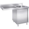 Ristoattrezzature Modello: 117570013128,Lavello in acciaio inox armadiato 140x70x95h cm 1 vasca con vano lavastoviglie sx VS