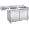 Ristoattrezzature Modello: 117570023132,Lavello in acciaio inox armadiato 200x70x95h cm 2 vasche con vano lavastoviglie sx VS