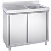Ristoattrezzature Modello: 117580013127,Lavello in acciaio inox armadiato 120x70x95h cm 1 vasca con gocciolatoio sx VS