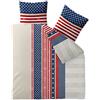 CelinaTex - Biancheria da Letto, 200 x 220 cm, 3 pz, in Cotone, Motivo a Stelle e Strisce, Colore: Bianco/Blu/Rosso