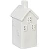 Relaxdays Casetta Portacandele in Ceramica, Casa Luminosa Porta-Tealight, per 1 Candelina, HLP: 14 x 6,5 x 7 cm, Bianco