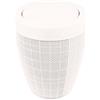 Addis Pattumiera rotonda in finta iuta, con coperchio basculante, in plastica, per bagno, camera da letto, casa, ufficio, 5 litri, color crema calicò