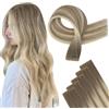 Easyouth Inject Extension Capelli Veri Biadesivo Colore Da Marrone Chiaro a Biondo Dorato Ombre Virgin Tape in Extension Adesive Capelli Remy Umani Biondo Invisibile 24pollice 12.5g 5Pz #8/8/613