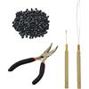 YTBYT Pinze per Estensioni dei Capelli Kit 1 Pinza, 1 Gancio, 1 Uncino per Anelli und 500 pezzi 5,0 mm Micro Anelli Foderati in Silicone (Nero)