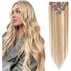 Rich Choices Extension Capelli Veri Clip 25cm Bionde 8pz Estensioni a Clip Remy Human Hair Lisci Naturali Umani Posticci Clips in Extensions (50g #12/613 Balayage Biondo)