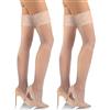 sesto senso 2 Paia Donna Calze Autoreggenti Pizzo con Silicone 15 DEN Sexy Transparente Xl/XXL Poudre 2