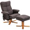 HOMCOM Poltrona relax con poggiapiedi, vano portaoggetti, poltrona massaggiante elettrica con funzione reclinabile, poltrona TV girevole con tasca laterale, telecomando, struttura in legno,
