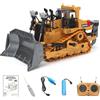 Ezweiji Bulldozer Telecomandato Bambini, Veicolo da Cantiere RC 9 Canali 1:20 con Pala in Metallo, Trattore Giocattolo Auto Radiocomandata Fuoristrada con Luci e Suoni, Regalo Bambino 3 4 5 6 7 Anni