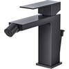 Faustina Rubinetto per Bidet WC con Tirante, Miscelatore Monoelmo Bidet in acciaio inox regolabile con giunto sferico Ottone, Nero