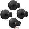 YUNISS 4 Pezzi Ganci a Ventosa, Portata 5 KG, Acciaio Inox Gancio Accappatoio Doccia, Senza Foratura Gancio Ventosa Bagno, Riutilizzabile, per Cucina, Servizi Igienici, Cucina, Ufficio -Nero