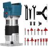 JUDANNA Fresa professionale a batteria, fresatrice per bordi a batteria, fresa per legno, fresa per legno, 800 W e 15 pezzi, fresa in metallo duro da 6,35 mm (per Makita 18 V, motore brushless, consegna senza
