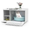 COSTWAY Mobile per Lettiera per Gatti, Panca con Cuscino Rimovibile per Gatti da Interno, Bianco, 90 x 48,5 x 52 cm