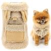 SMALLLEE_LUCKY_STORE Shearling - Cappottino in pile per cani di piccola taglia, a tinta unita, con tasca con anello a D, orecchie da coniglietto, isolante, per l'inverno e l'autunno, costume da
