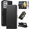 Yunubeyii Cover Libro per Samsung Galaxy S21 Ultra 5G - [Blocco RFID] Luxury PU Leather Portafoglio Card Holder Magnetic Phone Custodia con Kickstand, Cover Protettiva Antiurto, Nero