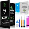 GOLDWANGWANG Batteria per iPhone 7, 2400mAh Alta Capacità, Compatibile con A1660/A1778/A1779/A1780, 0 Cicli, Kit di Riparazione Completo, Certificato CE/RoHS/FCC