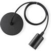 Vecys E27 Nero Lampada a Sospensione in Metallo, Portalampada a Sospensione con Cavo da 100 cm e Anello Vite, Porta Lampada da Soffitto per Bar, Caffetteria,Casa, Hotel(1 Pezzi)