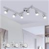 Bojim Faretti LED da Soffitto Orientabili Lampada, Plafoniera Lampadario Applique Interno, Parete Barra Luci Inclusi 6x6W GU10 Moderni, per Bagno Cucina Camera Corridoio, Neutra Bianco, Nichel Opaco