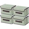 NCRGB Scatole Portaoggetti in Tessuto,Scatole Portaoggetti Scatole per Armadio con Coperchio Set,Pieghevole,Contenitore per Armadio,Vestiti,Armadi (26×19×16cm/4pack, Verde)