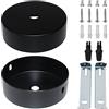 GMMG Rosone Soffitto 2 Pezzi 80 x 20mm Rosone Lampadario Soffitto Rosetta per Lampade Nero Kit Rosone Tondo per Lampada da Soffitto