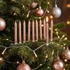MIJOMA Set di Candele per Albero di Natale, Piramide, Feste di Compleanno e Torte - Lunga Durata, Ø 11 x 105 mm (10, Rosa Metallizzato)