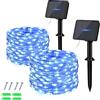 Dalugo Catena di luci solari per esterni, 5 m, 50 LED, per esterni, resistente alle intemperie, filo di rame, per giardino, terrazza, cortile, albero, festa, compleanno, matrimonio, Natale (blu)