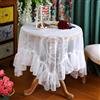 auons Vintage bianco pizzo Tovaglia Fiori ricamati Increspature Quadrato tovaglia elegante, francese rustico Crochet Table Cover per banchetto del partito di nozze, 110x110cm