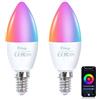 Fitop Lampadine intelligenti Alexa, E14 Wlan LED Lampadina Dimmerabile 4.9W 470Lm, RGB 16 Milioni di Colori, Controllo APP Compatibile con Alexa/Google Home, Controllo Vocale, 2 Pezzi