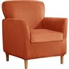 SYLC Fodere Copripoltrona Velluto Elasticizzato Ottomano Copertura Fodera In Ottomano Copridivano Da 1 Posto Con Cuscino Fodera Per Poltrona (Orange,Chair+Seat)