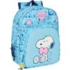 safta SNOOPY LOVE - Zaino scuola per bambini animato, zaino per bambini, adattabile al carrello, ideale per bambini in età scolastica, comodo e versatile, qualità e resistenza, 26 x 11 x 34 cm, Blu chiaro,