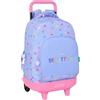 safta BENETTON LILA - Zaino grande con ruote, compatto, rimovibile, ideale per bambini di diverse età, comodo e versatile, qualità e resistenza, 33 x 22 x 45 cm, viola, M, Casual