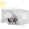 Izrielar Gazebo impermeabile da giardino con pannelli laterali e finestre stabili, protezione dai raggi UV, per giardino, festa, matrimonio, bancarella del mercato, bianco, 3 x 3 m (stück)