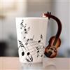 Leikurvo Tazza in ceramica con manico a forma di violino, stampa con note musicali, tazza da tè, tazza regalo, per gli amanti della musica, regalo, 250 ml, violino