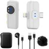HZBWCO Microfono Lavalier Wireless per iPhone, USB-C Microphone(2 in 1), Risoluzione del rumore con IA, Mini Clip On Mic per Vlogging, Video, Podcast, Interview, TikTok,YouTube-Aufnahme - Bianco(1 TX + 1 RX)