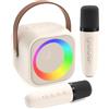 Jeefu Karaoke per Bambini con 2 Microfono Wireless Karaoke, Regalo Bambina 3-12 Anni Microfono Bluetooth Bambini Giochi Bambina 3-12 Anni Canta tu Karaoke Bambini Cassa con Microfono