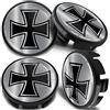 SkinoEu Compatibile con Coprimozzo VW 65mm Copricerchi Tappi Ruota Cerchi Lega Ricambio Nero Argento Croce di Ferro CVZ 9