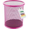 LEVIATAN Portapenne in Metallo a Rete Rotondo Ø91 mm - Porta Penne da Scrivania con Piedini in Gomma e Rivestimento Interno Protettivo - Rosa