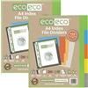 Eco-eco - Set di 5 divisori per file con indice di argomento, formato A4, 50% riciclati, rinforzati, extra larghi, 200 g/m², confezione da 2