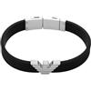 Emporio Armani Bracciale da uomo in pelle o acciaio inossidabile con chiusura a moschettone, a cursore o a pulsante, Nero carbone