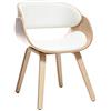 Miliboo - Sedia di design, colore: bianco e legno chiaro, modello: BENT