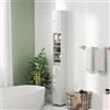 GYMAX Mobile da Bagno Stretto, Armadio Alto Portaoggetti, con 2 Ante, 1 Cassetto, 5 Ripiani Regolabili, Dispositivo Antiribaltamento, Colonna WC per Piccoli Spazi, 20x20x180 cm (Bianco)