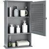 LIFEZEAL Pensile Bagno, in Legno, Mobiletto Bagno Salvaspazio, 42x17x70 cm, Pensile con Ante a Persiana e Mensola Aperta, Armadietto Sospeso con Ripiano Regolabile, Mobile da Muro per Cucina (grigio)