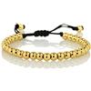 Namana Bracciale Donna dell'Amicizia con Perline in Metallo. Bracciale Stratificato per Lei con Cordino Nero Regolabile. Bracciale in Acciaio Grigio, Nero, Oro Giallo o Oro Rosa (Oro Giallo)