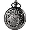 TREEWETO Orologio da taschino meccanico unisex con doppia copertura a forma di scheletro Steampunk, per uomo e donna, con catena e confezione regalo, nero