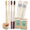 The White Stone Set Spazzolino Bamboo Anti Muffa 100% Naturale | Spazzolini Legno Bambu Organico, Ecologico e Biodegradabile | Setole Sbiancanti senza BPA | Kit Pulizia denti tartaro | Cotton Fioc, Filo Interdentale