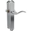 Amig - Set di maniglie con placca per porta - 256 x 48 mm - Placca in acciaio e maniglia in alluminio - Quadrato da 8 mm - Cromato opaco - Modello BETA - Include viti passanti antiscasso